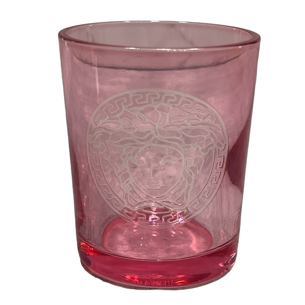 Versace Rosenthal Medusa blush pink etched Glass Votive Candle Holder
